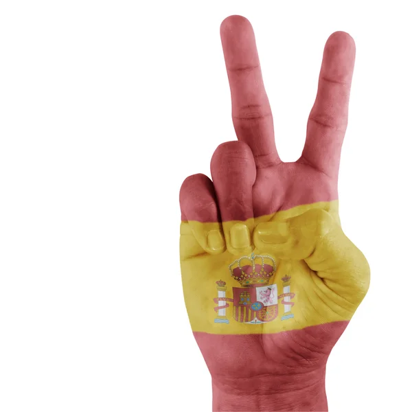 ธงสเปนบนมือ . — ภาพถ่ายสต็อก