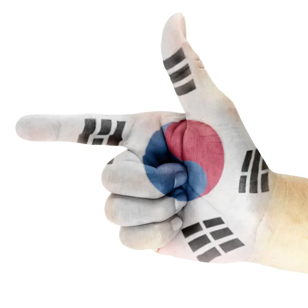 South Korea Flag On Hand. — Stock Photo, Image