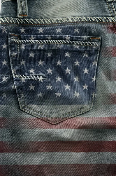 Flag Of America On Jeans. — Stock Photo, Image
