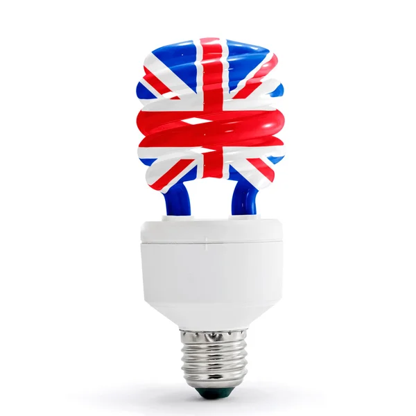 United Kingdom flag on energy saving lamp. — Stock Photo, Image