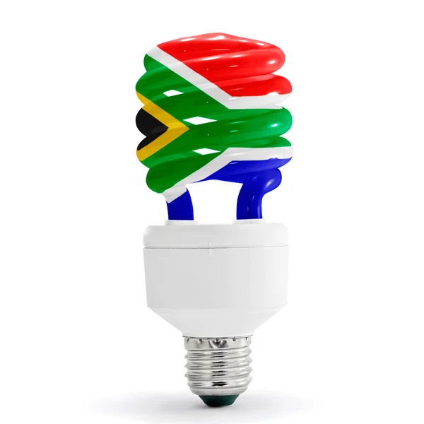 Südafrikanische Flagge an Energiesparlampen. — Stockfoto