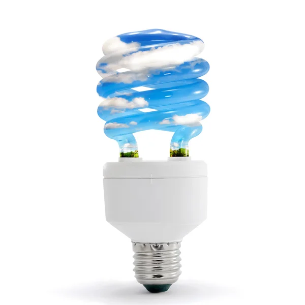 Sky, clouds, in energy saving lamp — Stock Photo, Image