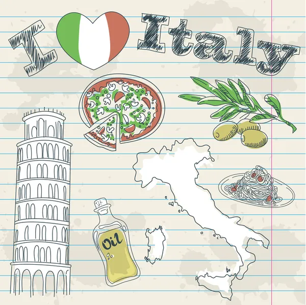 İtalya seyahat grunge kartı — Stok Vektör