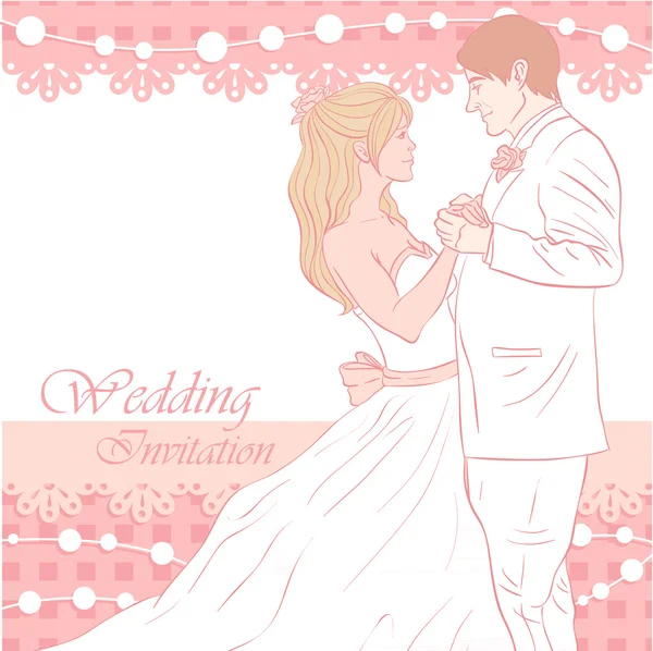 Bruid en bruidegom bruiloft kaart — Stockvector