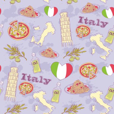 Italy travel grunge seamless pattern clipart