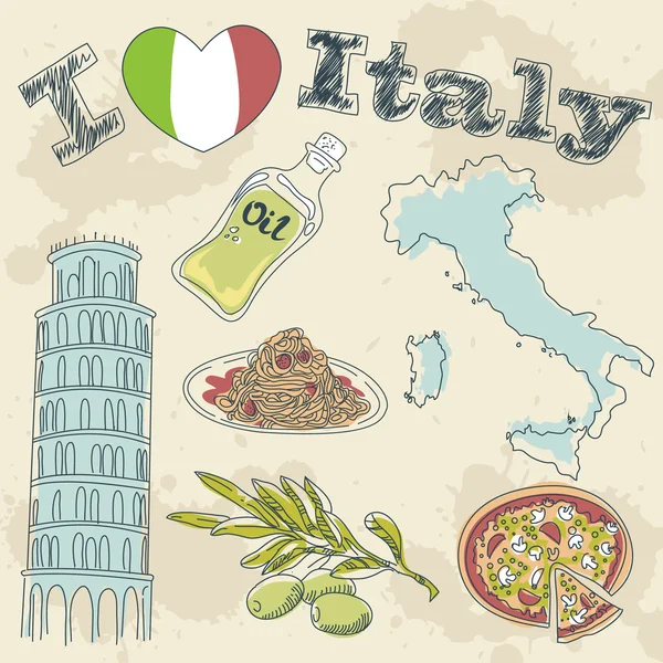 Itália viagem grunge cartão —  Vetores de Stock