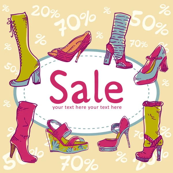 Sale discount shoes card — Stock Vector