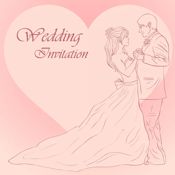 Bruid en bruidegom bruiloft kaart — Stockvector