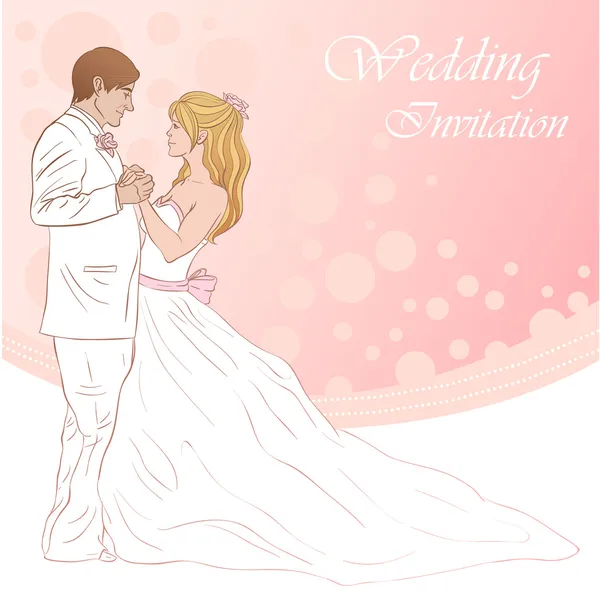 Bride and groom wedding card — Stock Vector