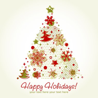 Stylized Christmas tree card clipart