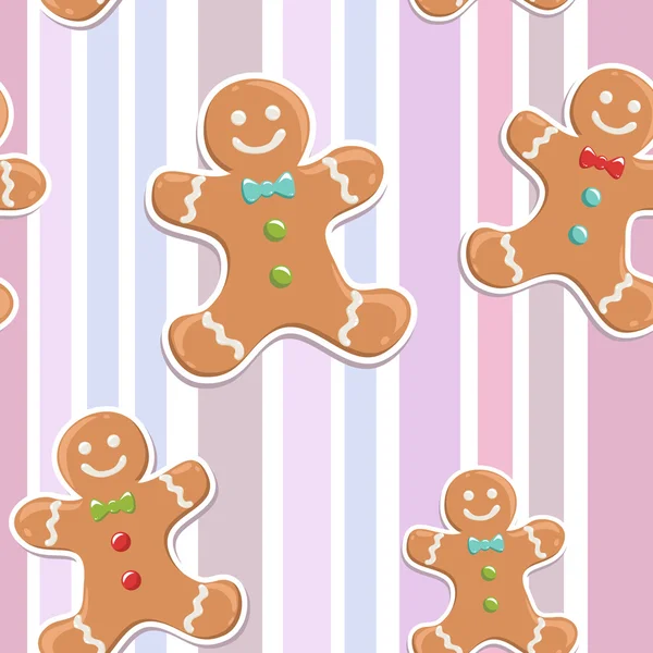 Gingerbread man naadloze Kerst patroon — Stockvector