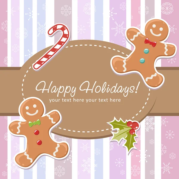 Christmas card with gingerbread man — Stock Vector