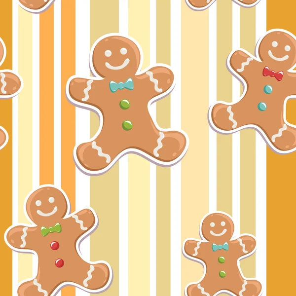 Gingerbread man seamless Christmas pattern — Stock Vector