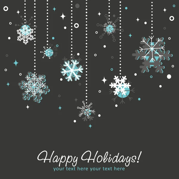 Cartão de Natal ornamentado com flocos de neve —  Vetores de Stock