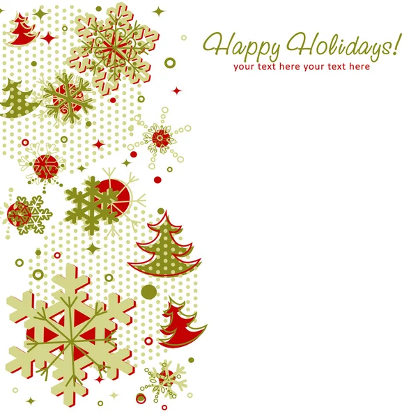 Carte de Noël ornée avec flocons de neige — Image vectorielle
