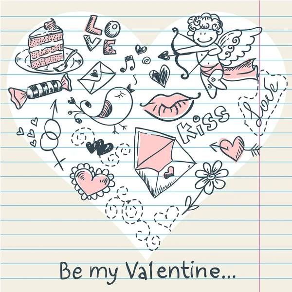 Doodle valentino — Vettoriale Stock