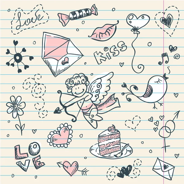 Doodle Saint-Valentin — Image vectorielle