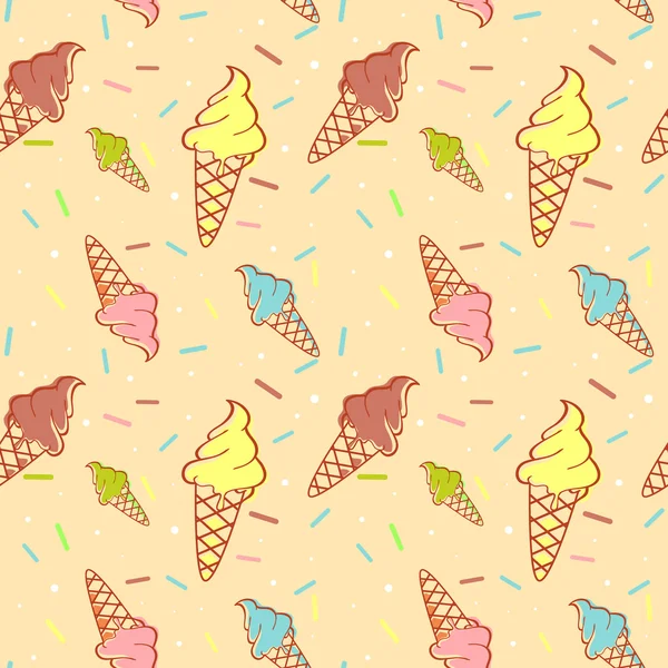Colorful melting ice-cream seamless pattern — Stock Vector
