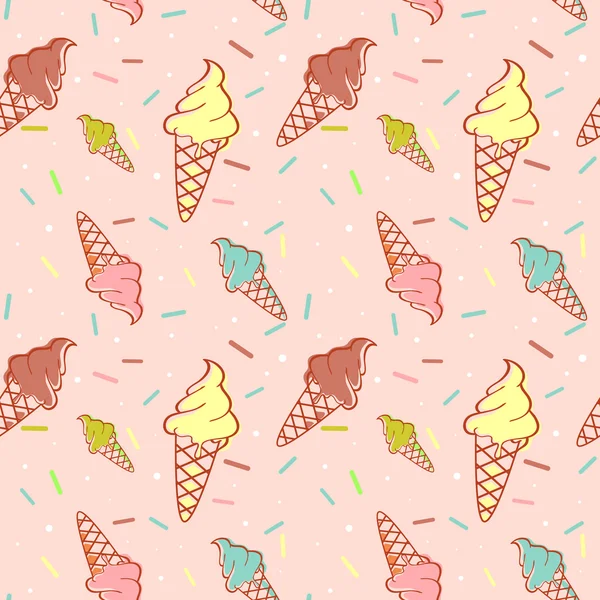 Colorful melting ice-cream seamless pattern — Stock Vector