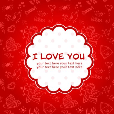 Doodle Valentine's day love postcard clipart