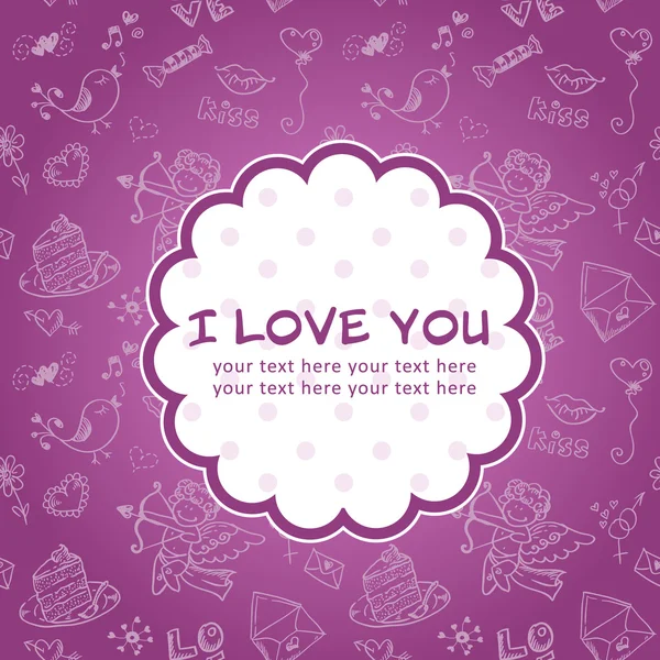 Doodle Dia dos Namorados amor cartão postal — Vetor de Stock