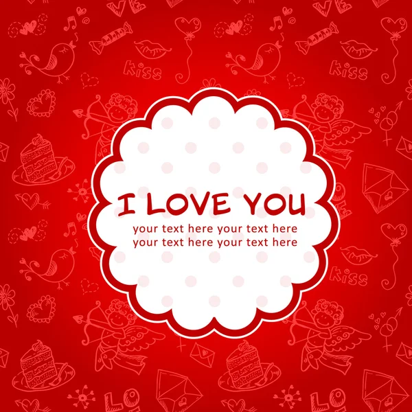 Doodle Ημέρα του Αγίου Βαλεντίνου αγάπη καρτ ποστάλ — Διανυσματικό Αρχείο