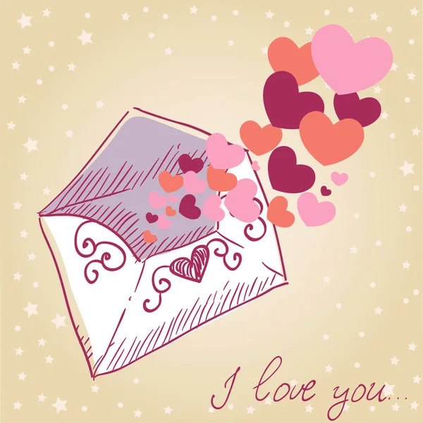 Milostný dopis valentine retro karta — Stockový vektor
