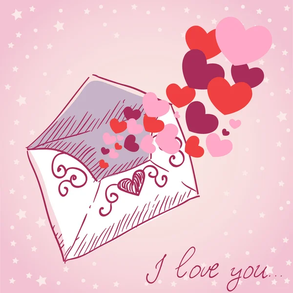 Liefde brief valentine retro kaart — Stockvector