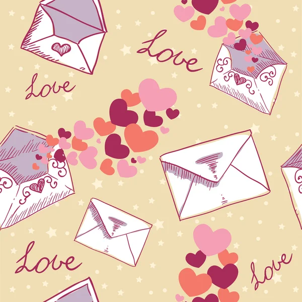 Carta de amor Valentine textura sem costura — Vetor de Stock