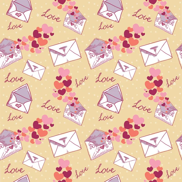 Carta de amor Valentine textura sin costuras — Vector de stock