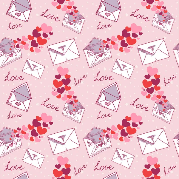 Szerelmes levél Valentin zökkenőmentes textúra — Stock Vector