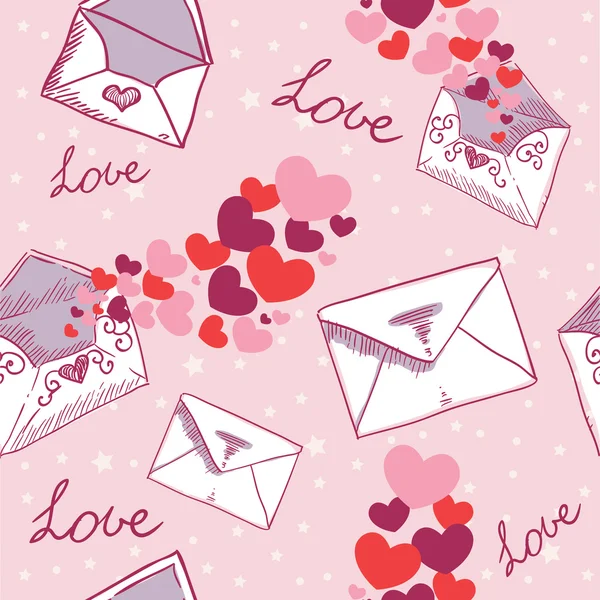 Carta de amor Valentine textura sem costura — Vetor de Stock