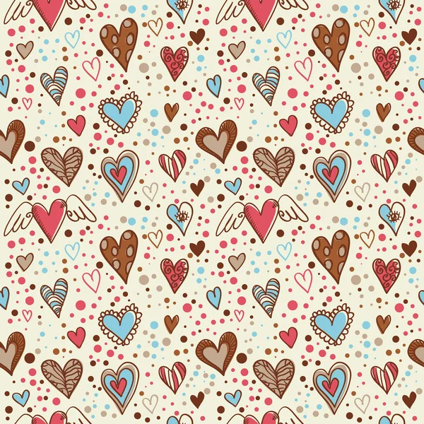 Cute doodle hearts seamless wallpaper — Stock Vector
