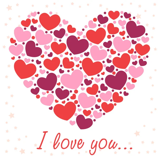 Tarjeta de felicitación de San Valentín con corazones — Vector de stock