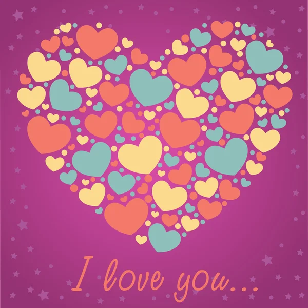 Valentine congratulation card with hearts — Stock Vector