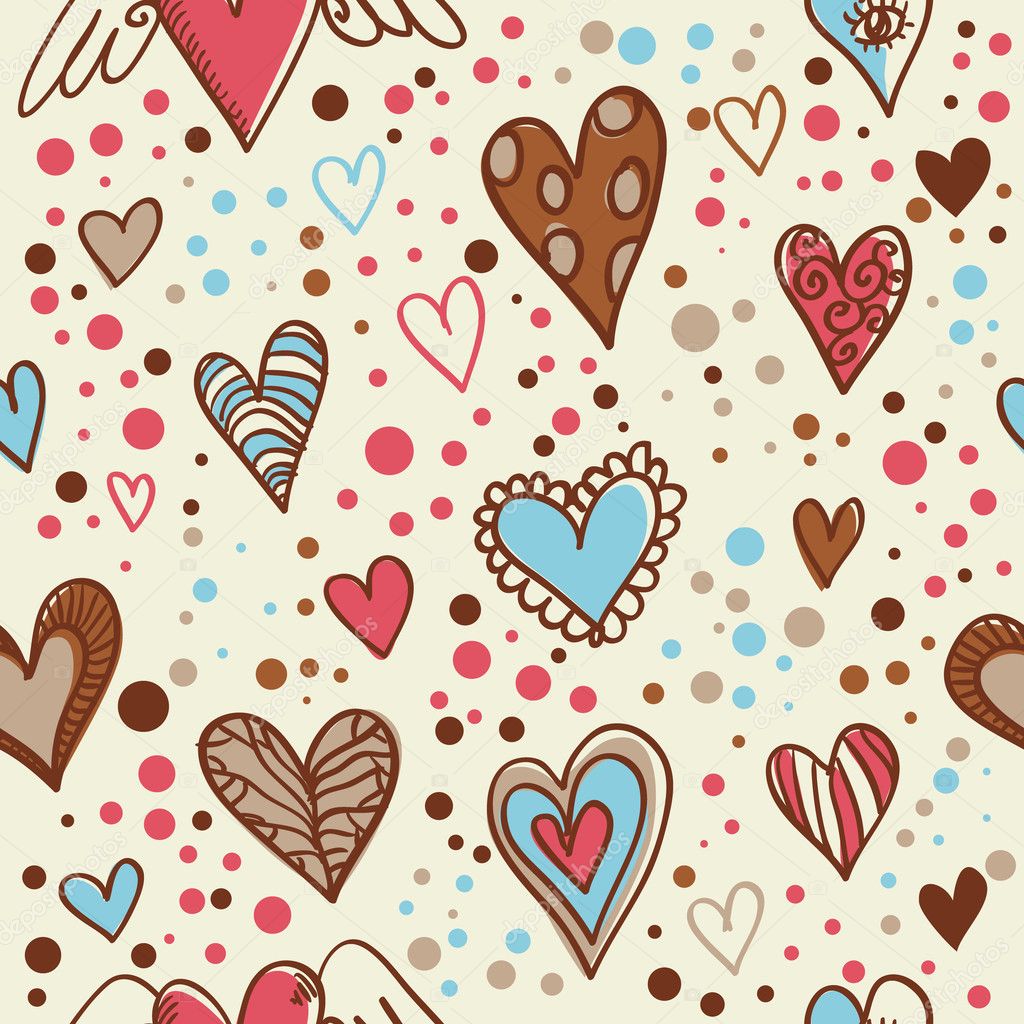 Cute doodle hearts seamless wallpaper