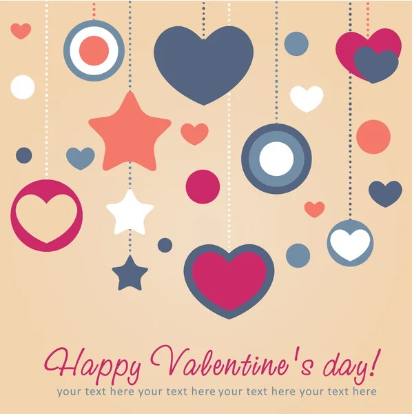 心とバレンタインのお祝いカード — ストックベクタ