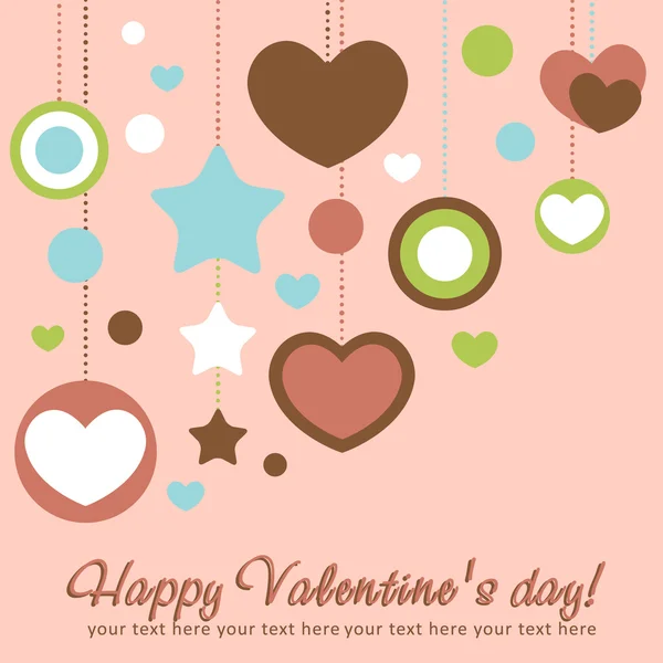 Cartão de congratulação Valentim com corações —  Vetores de Stock