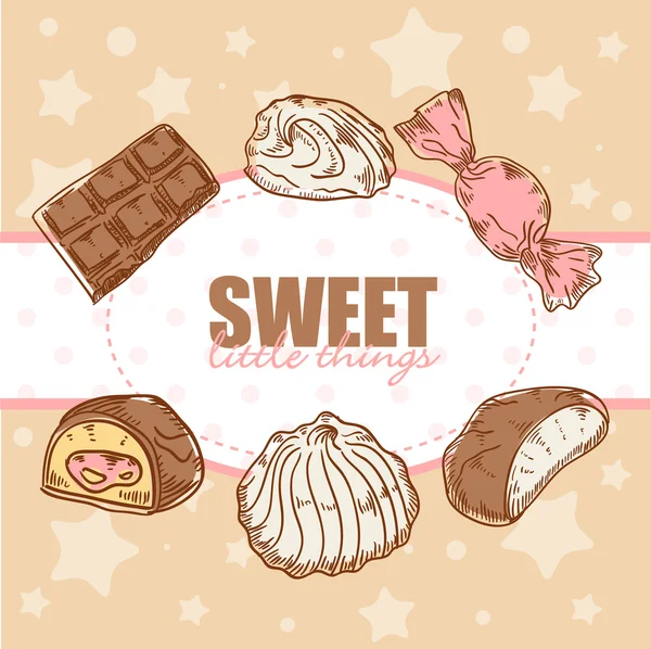 与美味糖果复古卡 — 图库矢量图片