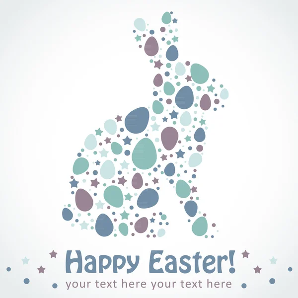 Huevos de Pascua tarjeta de silueta de conejo — Archivo Imágenes Vectoriales
