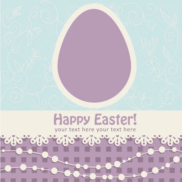 Tarjeta floral de huevo de Pascua con encaje — Vector de stock