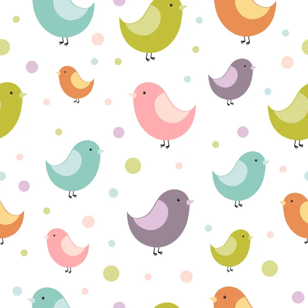Cute colorful birds seamless texture — Stock Vector