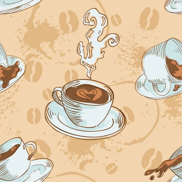 Kaffekoppar sömlöst mönster — Stock vektor