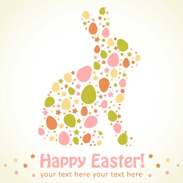 Húsvéti tojás nyuszi silhouette kártya — Stock Vector