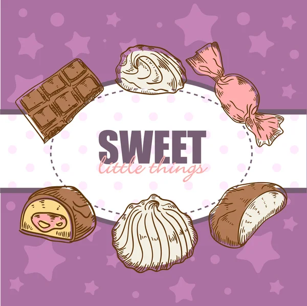 Ретро карта с вкусными сладостями — стоковый вектор