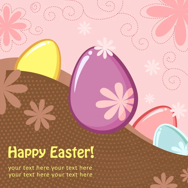Tarjeta postal de felicitación de Pascua con huevos — Vector de stock