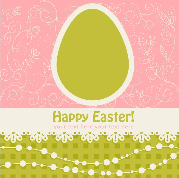 Wielkanoc jajko karta kwiatowy z koronki — Wektor stockowy