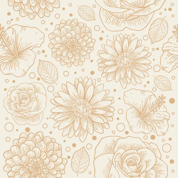 シームレスなレトロ花柄 — ストックベクタ