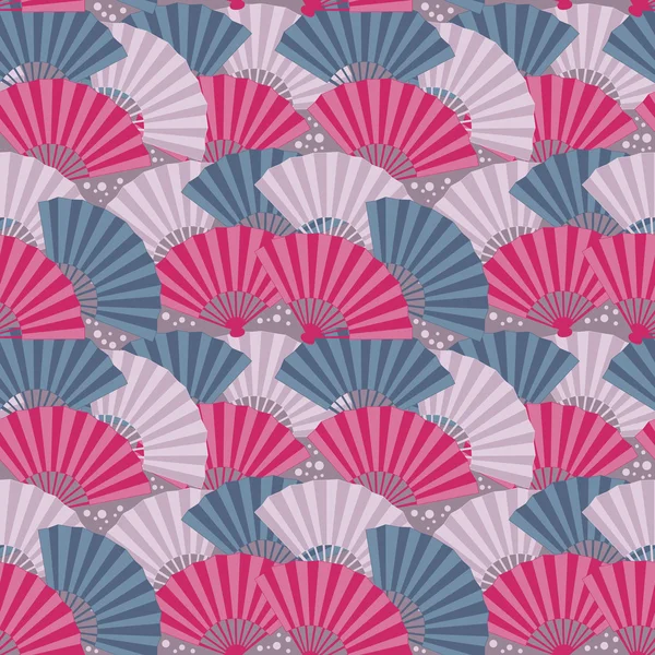 Farbenfroher japanischer Fan mit nahtlosem Muster — Stockvektor