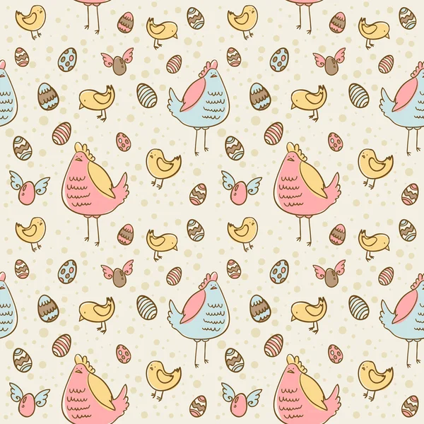 Huevos de Pascua textura sin costura de dibujos animados — Vector de stock